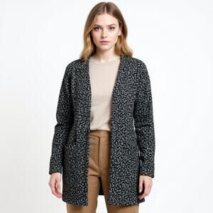 Vintage Louis Féraud Womens Open Cardigan Sweater Animal Print Long-Sleeve